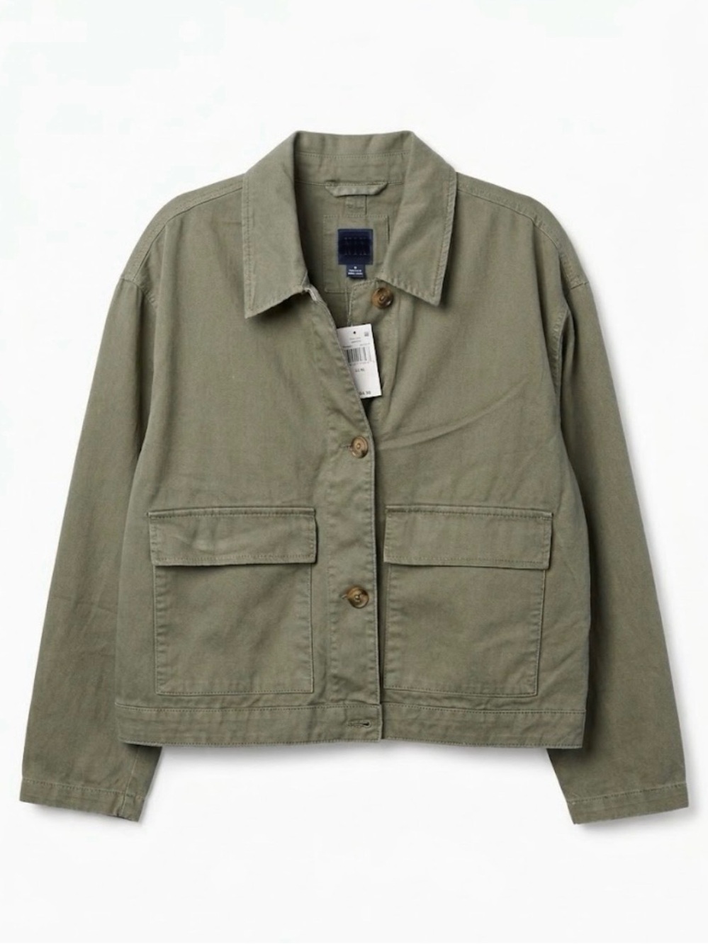 NWT Gap Cropped Olive Green Utility Canvas Jacket - Size Large